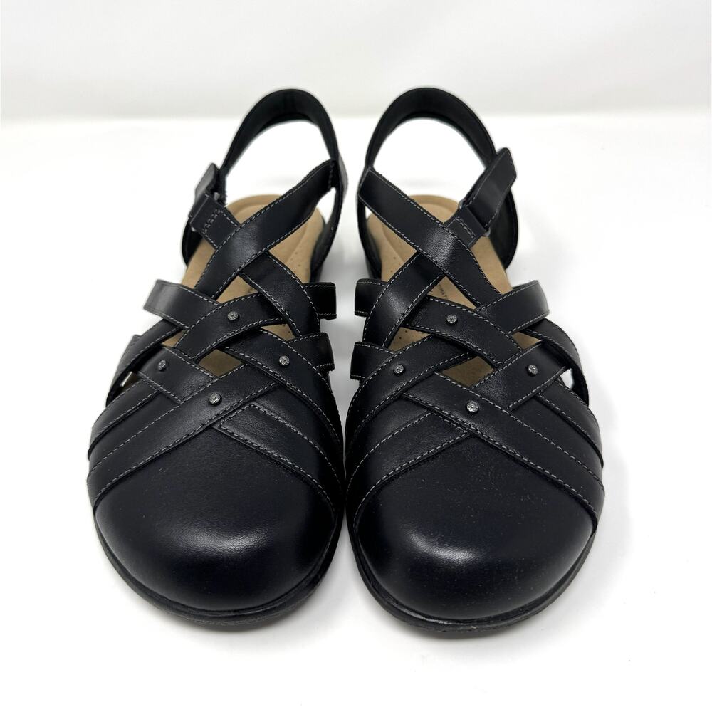 Clarks Women's Elizabelle Sea Fisherman Sandal, Black Leather, Size 8.5 - Picture 2 of 7